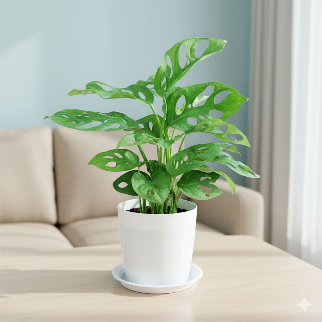 Gift Ready - Monstera Broken Heart in 5 Inch White Premium Sphere Plastic Pot with Tray With a Chic Bag