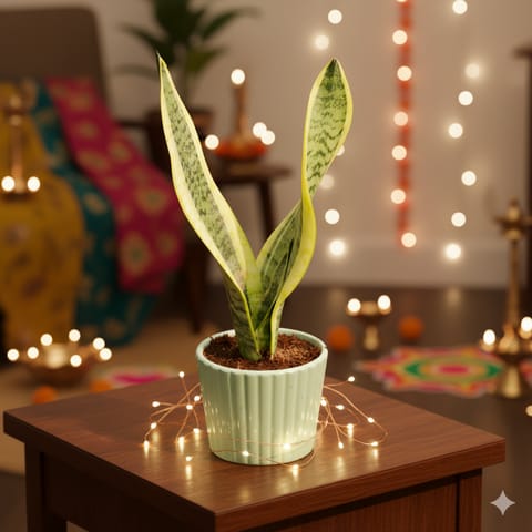 Golden Snake (Imported) in 4 Inch Cylindrical Designer Ceramic Pot (Any Colour)