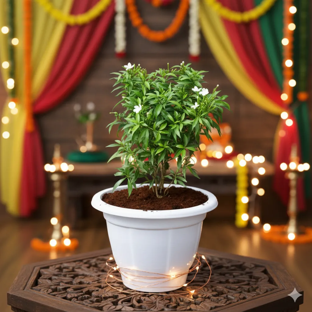 Mini Chandni in 10 Inch Classy White Plastic Pot
