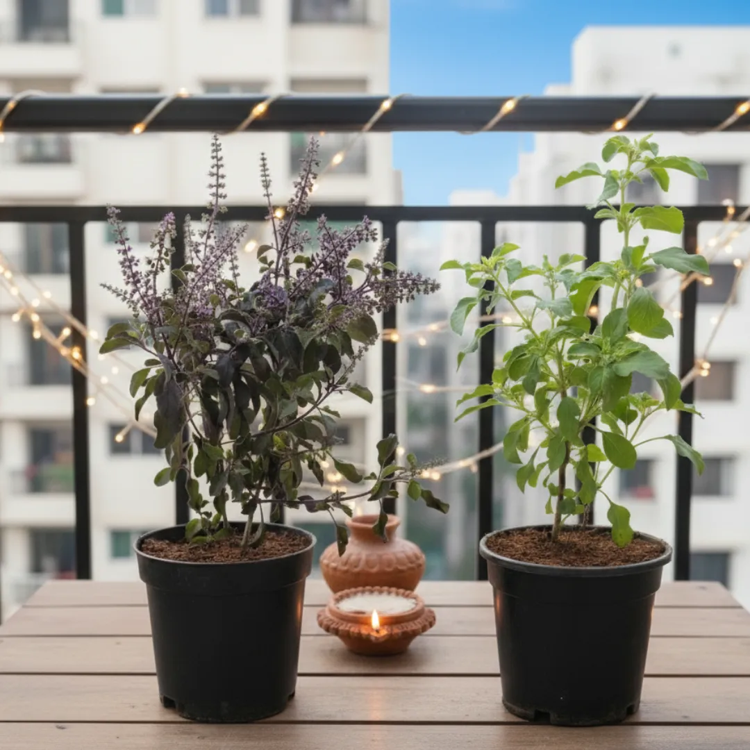 Set of 2 - Tulsi (Rama & Shyama) in 4 Inch Nursery Pot