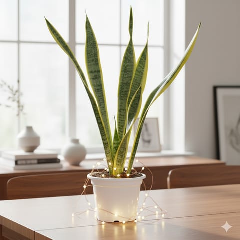 Snake Yellow Long in 8 Inch Live Plant White Nursery Pot