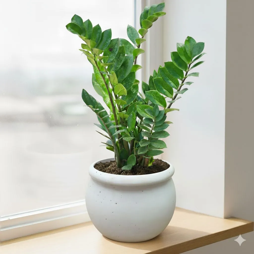 Zz Green in 5 Inch Classy White Matki Ceramic Pot