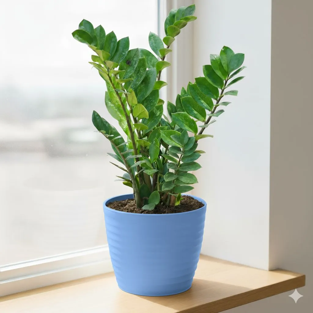 Zz Green in 5 Inch Elvan Blue Avora Premium Plastic Planter