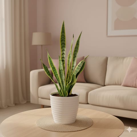 Snake Golden in 5 Inch White Avora Premium Plastic Planter