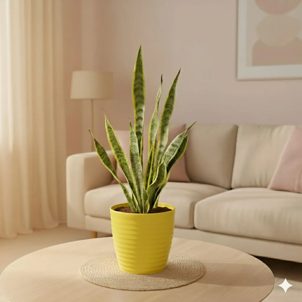 Snake Golden in 5 Inch Bloom Yellow Avora Premium Plastic Planter