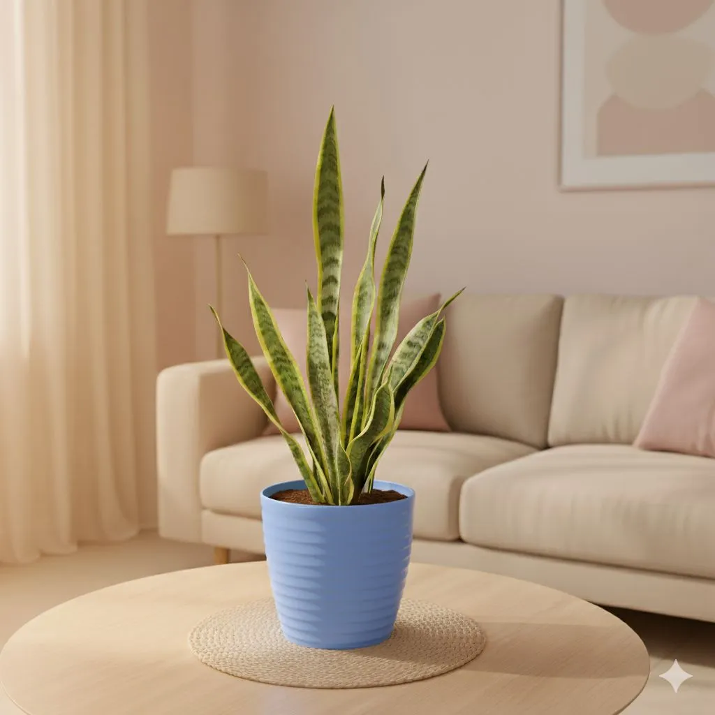 Snake Golden in 5 Inch Elvan Blue Avora Premium Plastic Planter