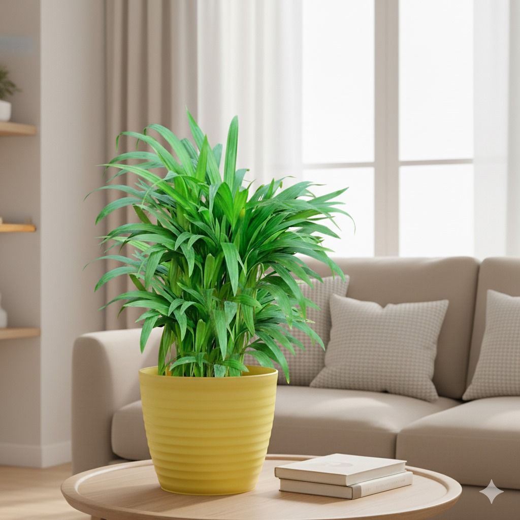 Areca Dwarf in 5 Inch Bloom Yellow Avora Premium Plastic Planter