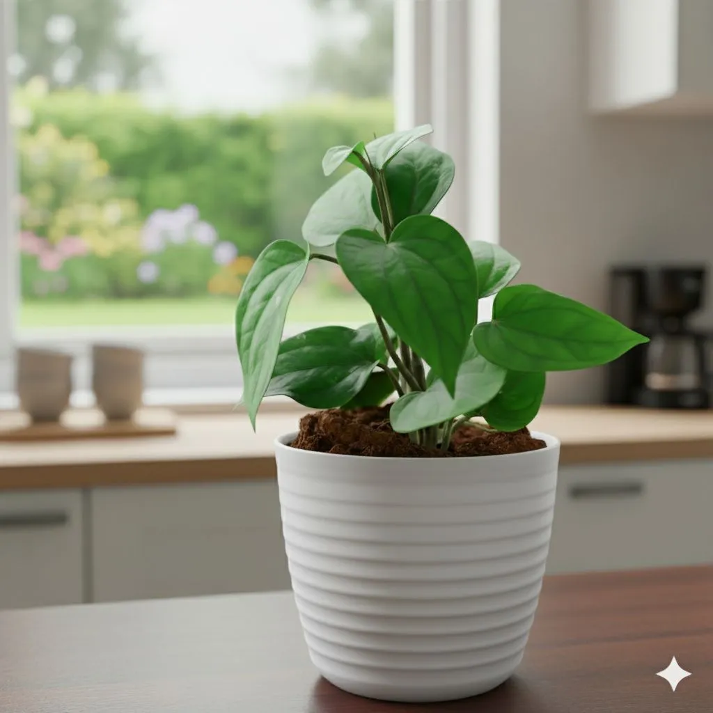 Paan / Betal leaf in 5 Inch White Avora Premium Plastic Planter