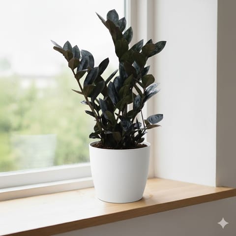 Zz Black in 4 Inch Classy White Cup Ceramic Pot
