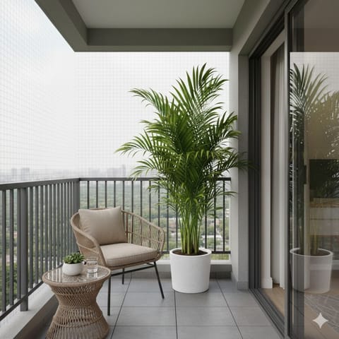 Areca XL (4-5 Ft) in 11 X 11 Inch White Premium Dochieo Fiberglass Planter