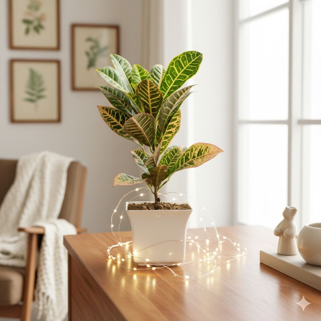 Croton Petra in 8 Inch White Tokyo Plastic Pot