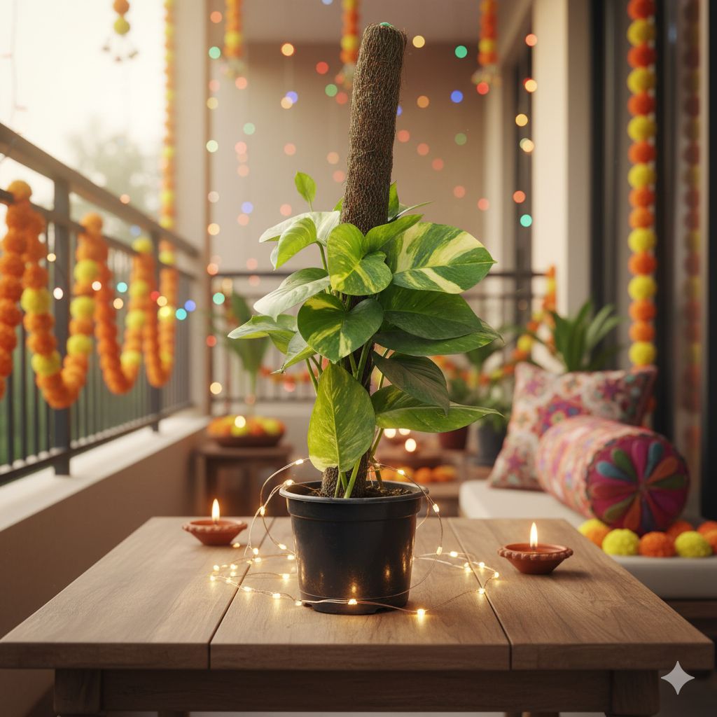 Money Plant with 3 Ft. Moss Stick in 10 Inch Terracotta Pot