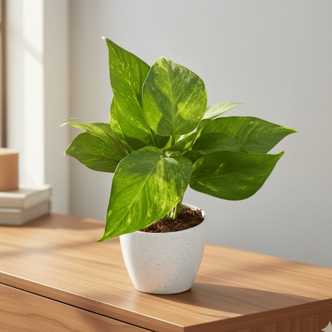 Gift Ready - Money Plant Green in 4 Inch Classy White Cup Ceramic Pot With a Chic Bag