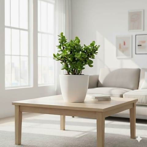 Lucky Jade in 4 Inch Classy White Cup Ceramic Pot