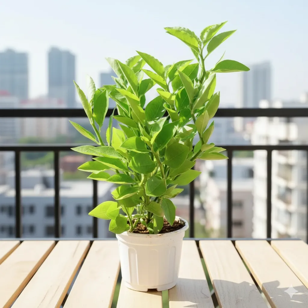 Pedilianthus Green / Devil's Backbone in 6 Inch Super White Nursery Pot