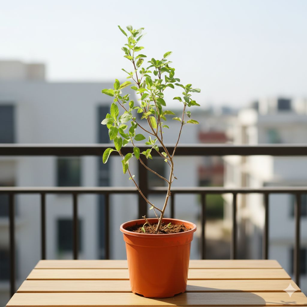 Rama Tulsi in 6 Inch Red Nursery Pot