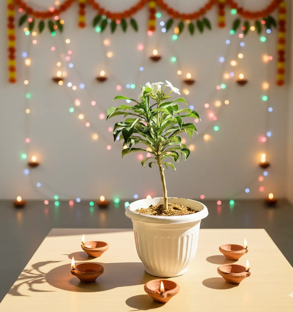 Naag Champa in 8 Inch White Olive Plastic Pot