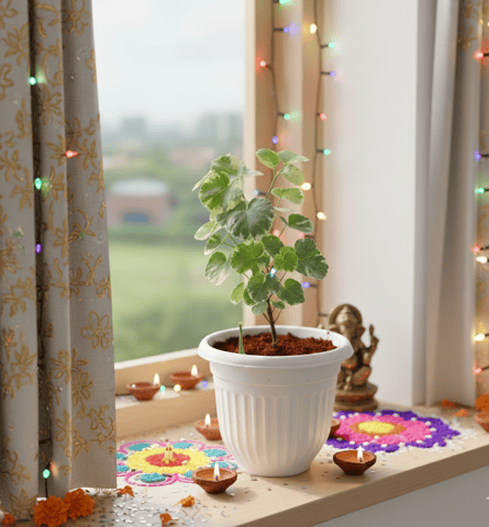 Aralia Dinner Plate in 8 Inch White Olive Plastic Pot