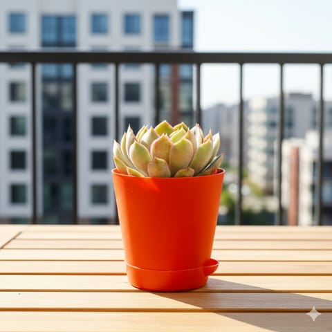 Vishnu Kamal Succulent in 4 Inch Red Florence Self Watering Pot