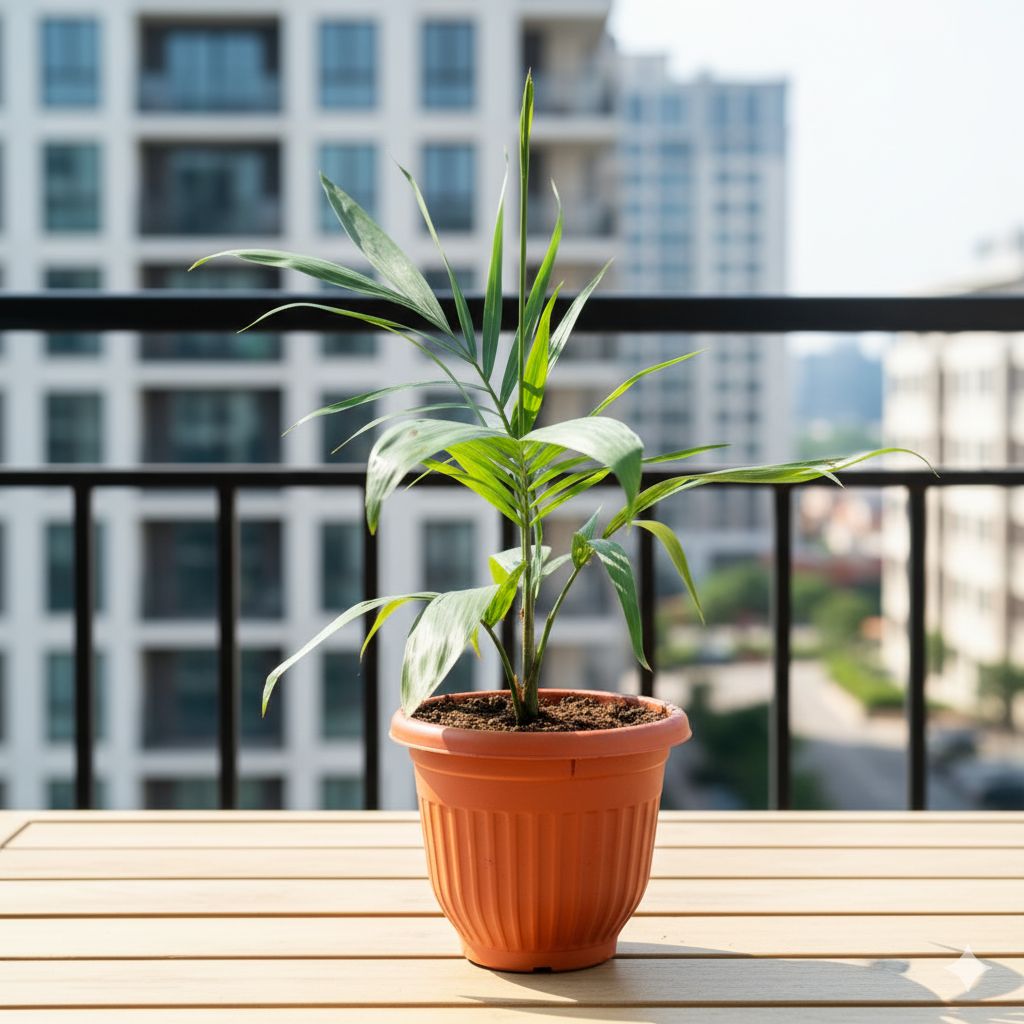 Cane Palm in 8 Inch Terracotta Red Olive Plastic Pot