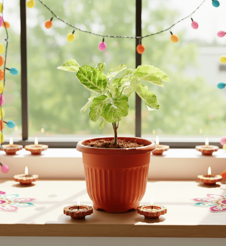 Aralia Dinner Plate in 8 Inch Terracotta Red Olive Plastic Pot