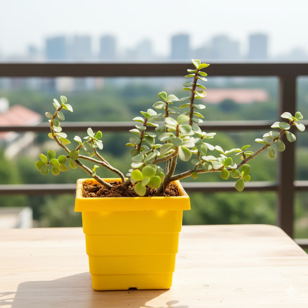 Jade in 4 Inch Yellow Premium Orchid Square Plastic Pot