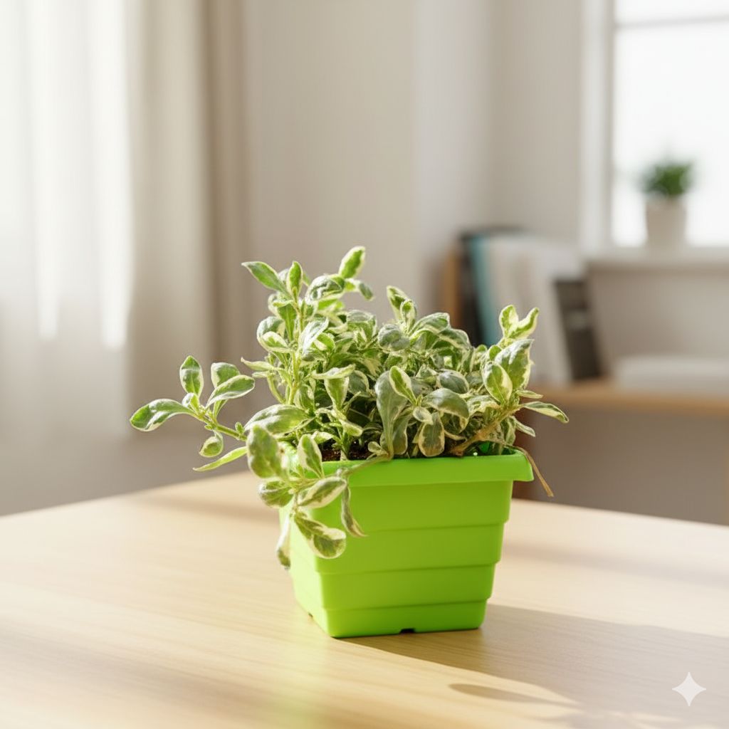 Alternanthera White in 4 Inch Green Premium Orchid Square Plastic Pot