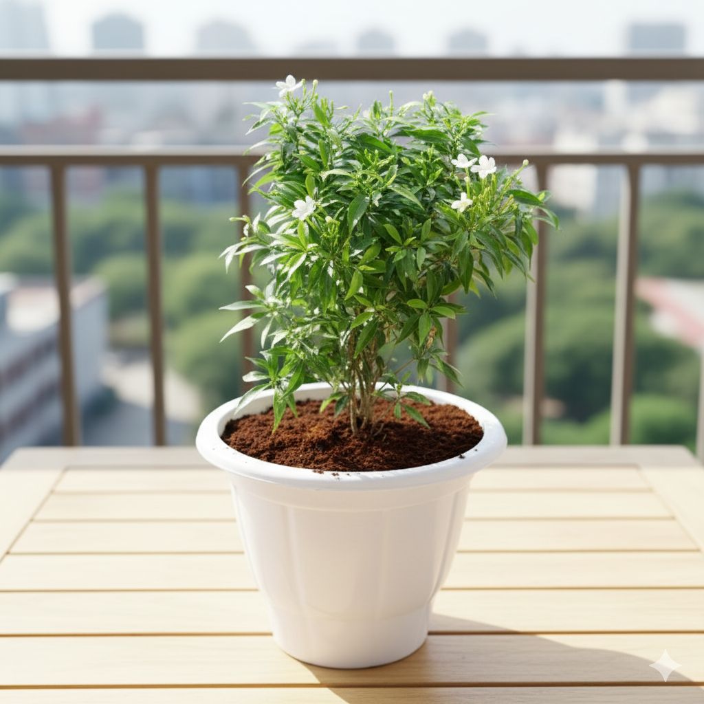 Chandni White in 10 Inch Classy White Plastic Pot