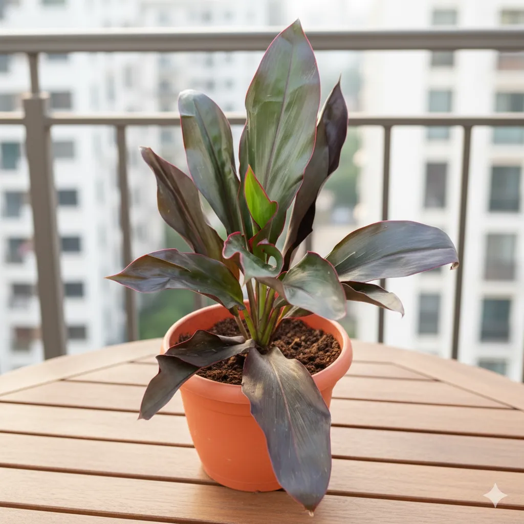 Dracaena Rosea in 8 Inch Terracotta Red Olive Plastic Pot