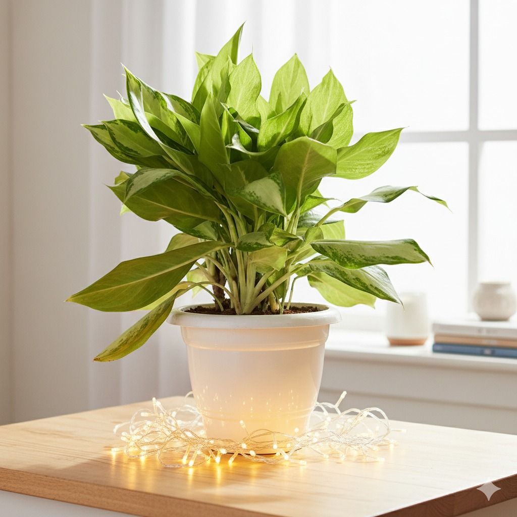 Aglaonema Sliver Queen in 10 Inch Classy White Plastic Pot
