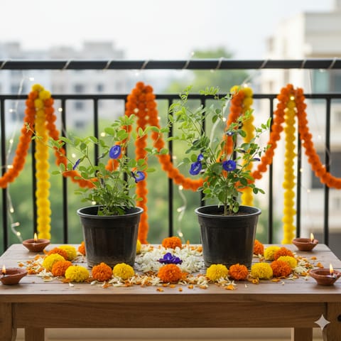 Set of 2 - Aparajita (Any Colour) in 4 Inch Nursery Pot