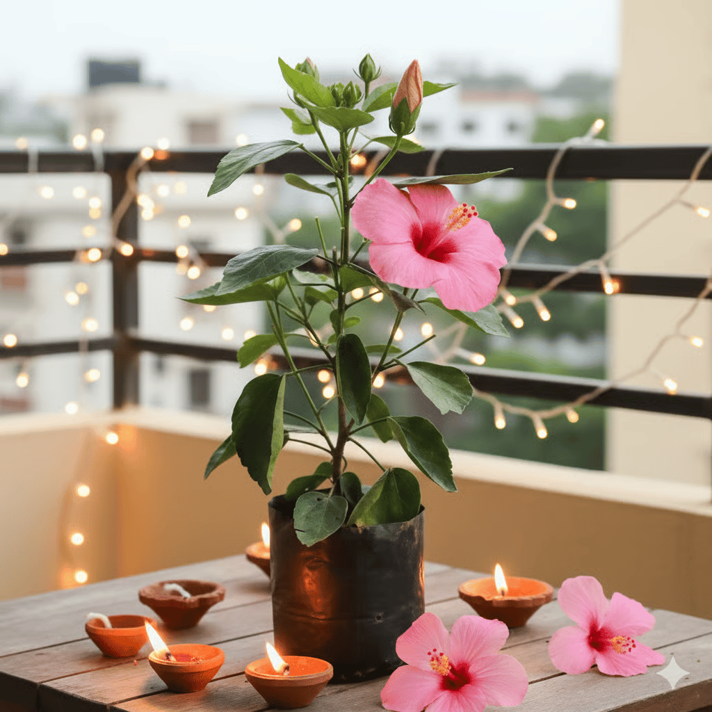 Festive Bloom - Hibiscus / Gudhal Pink in 4 Inch Nursery Bag