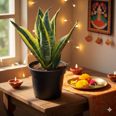 Festive Special - Snake Long Variegated in 5 Inch Nursery Pot - Best Low Maintenance Indoor Plant