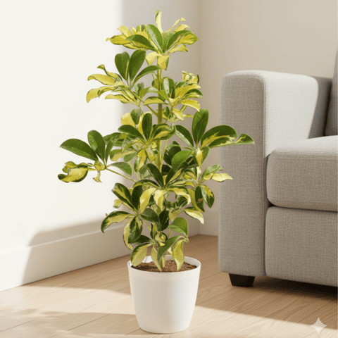 Schefflera Yellow in 6 Inch Premium Plastic Pot (any colour)