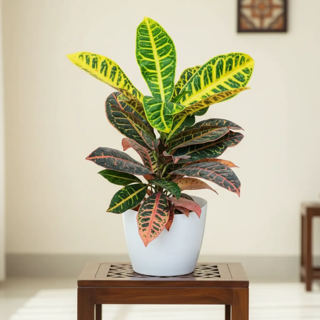 Croton Petra in 7 Inch Classy White Premium Plastic Pot
