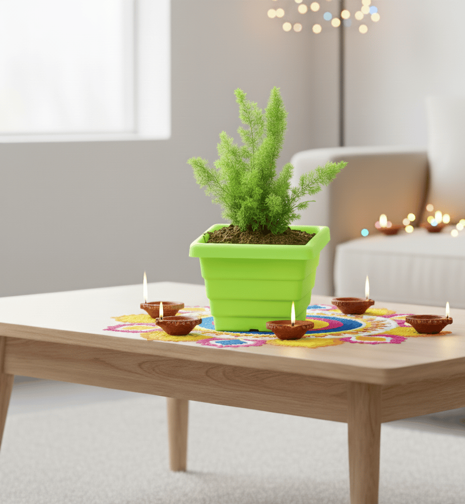 Asparagus Mary in 6 Inch Green Orchid Square Plastic Pot