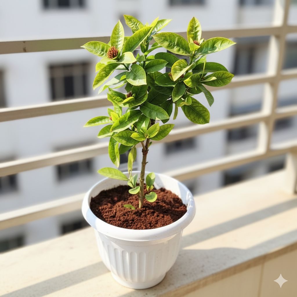 Ixora Pink (Any Colour) in 10 Inch White Olive Plastic Pot