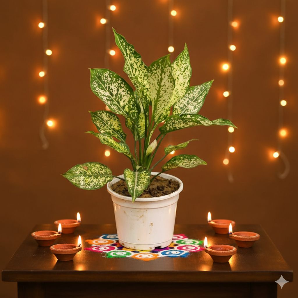 Aglaonema Snow White in 4 Inch White Nursery Pot