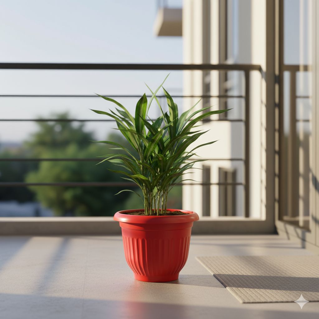 Dracaena Green in 8 Inch Terracotta Red Olive Plastic Pot
