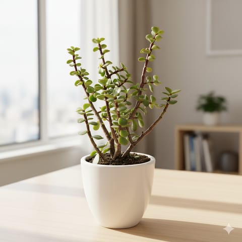 Jade in 4 Inch Classy White Cup Ceramic Pot