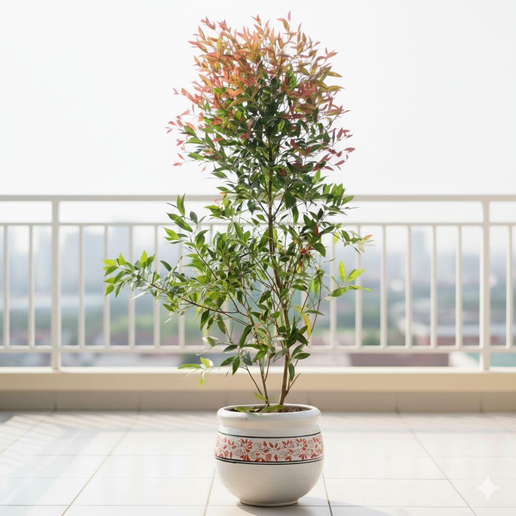 Syzygium / Christina Ficus (~ 2 Ft) in 12 Inch Classy White Handi Designer Ceramic Pot (any design)