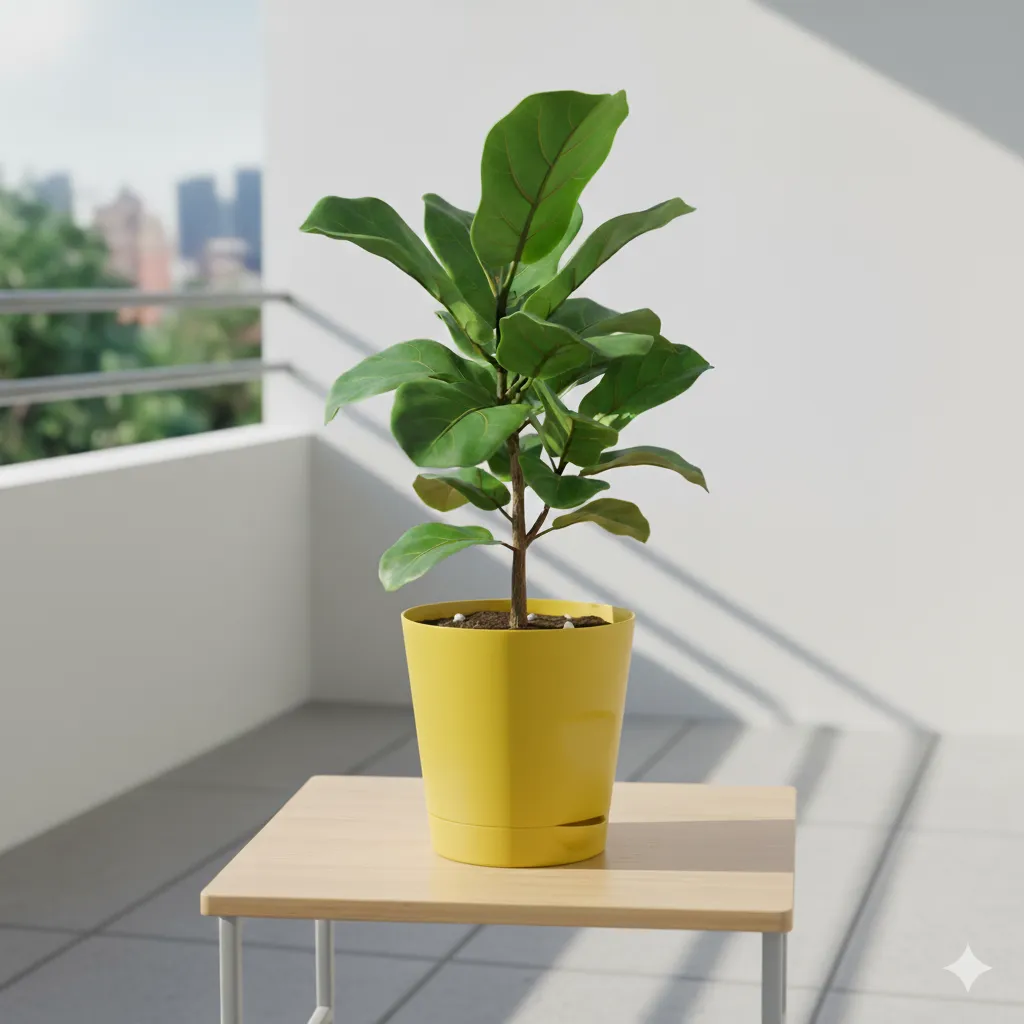 Dracaena Messenger in 4 Inch Yellow Florence Self Watering Pot