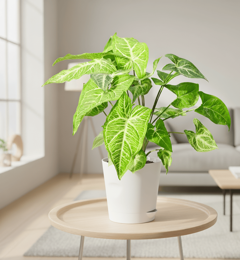 Syngonium Green in 4 Inch White Florence Self Watering Pot