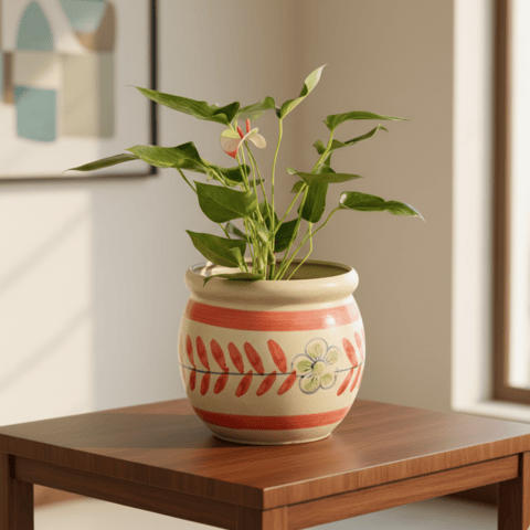 Anthurium (Any Colour) in 7 Inch Premium Round Ceramic Pot