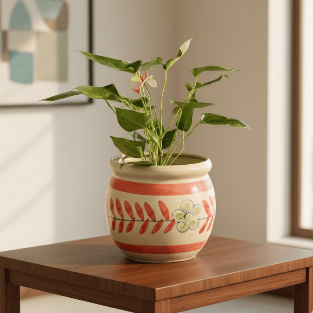 Anthurium (Any Colour) in 7 Inch Premium Round Ceramic Pot