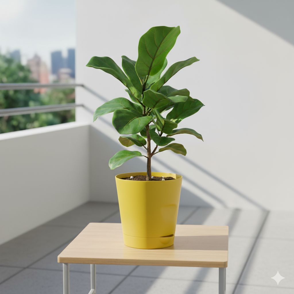 Fiddle leaf in 4 Inch Yellow Florence Self Watering Pot