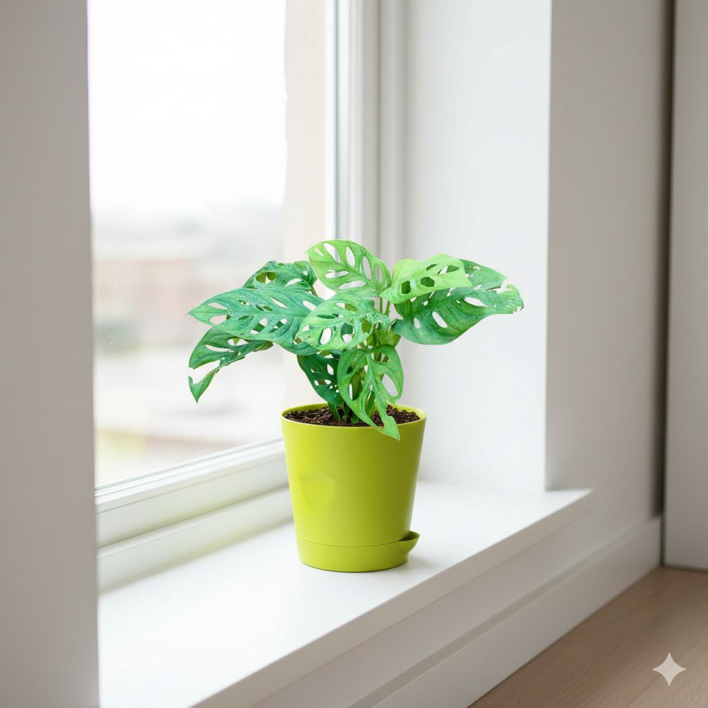 Monstera Broken Heart  in 4 Inch Green Florence Self Watering Pot