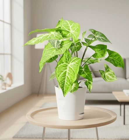 Syngonium Green in 4 Inch White Florence Self Watering Pot