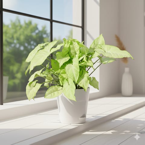 Syngonium White in 4 Inch White Florence Self Watering Pot