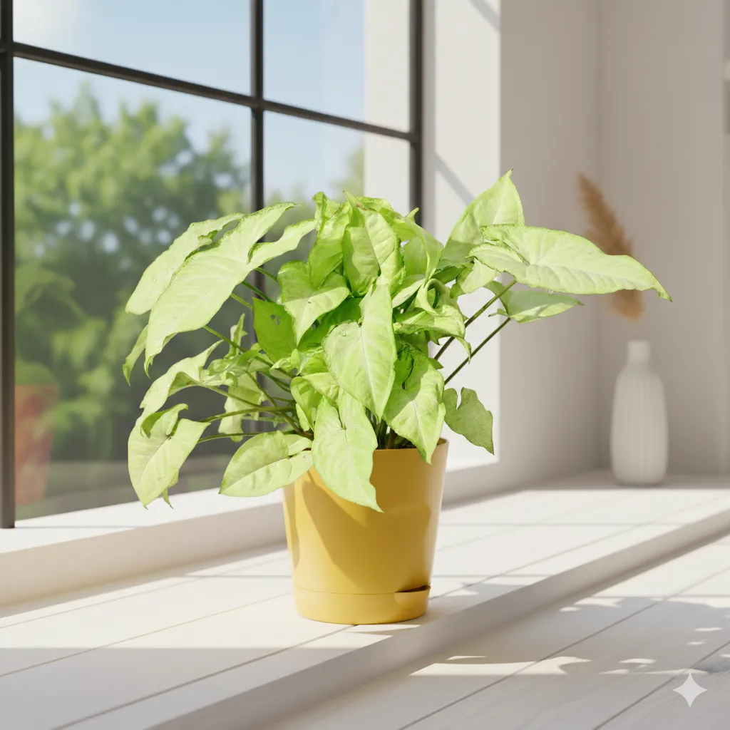 Air Purifying - Syngonium White in 4 Inch Yellow Florence Self Watering Pot